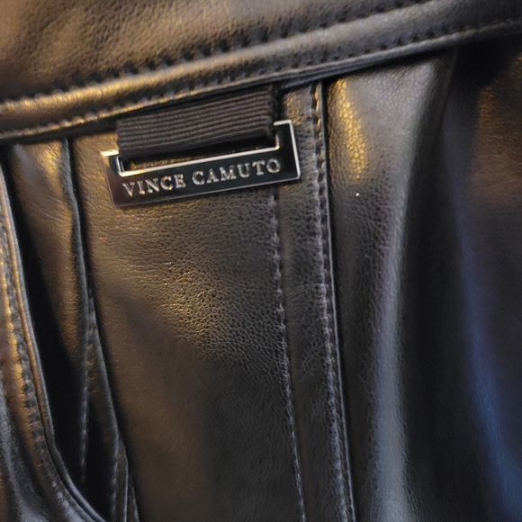 Vince Camuto Womans Black Faux leather Trench Coat Detachable Collar - Picture 9 of 14